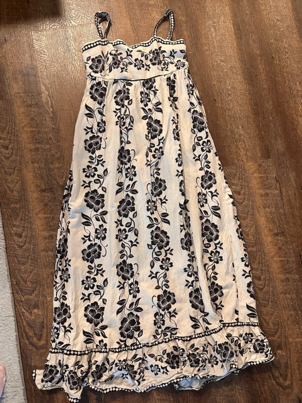 Joie Cream Maxi Dress with Black Floral Print